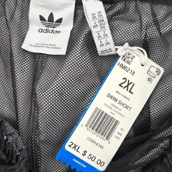Adidas Originals Swim Shorts for men Size 2XL logo print gray and white - Picture 5 of 5